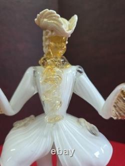 Vintage Murano Glass Figurine of a Venetian Dancer 10.5 In Tall