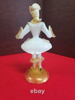Vintage Murano Glass Figurine of a Venetian Dancer 10.5 In Tall