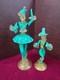 Vintage Murano Glass Figurines Set Of 2, 13 & 9 WithUranium Glass Highlights