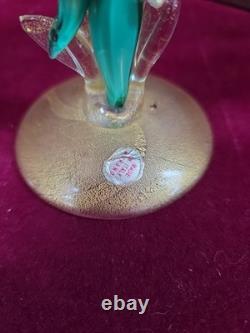 Vintage Murano Glass Figurines Set Of 2, 13 & 9 WithUranium Glass Highlights