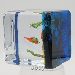 Vintage Murano Glass Fish Aquarium Copper Aventurine Square Cube 2.5