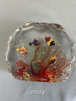 Vintage Murano Glass Fish Aquarium Shell Sculpture/ NO STICKER