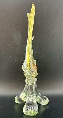 Vintage Murano Glass Fish Figurine With Gold And Silver Flecks