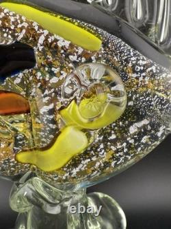 Vintage Murano Glass Fish Figurine With Gold And Silver Flecks