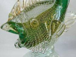 Vintage Murano Glass Fish Statue Control Bubble Gold Flake Estate Collection