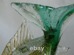 Vintage Murano Glass Fish Statue Control Bubble Gold Flake Estate Collection