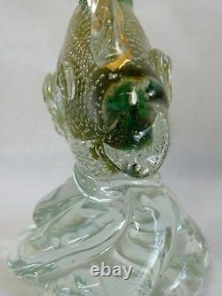 Vintage Murano Glass Fish Statue Control Bubble Gold Flake Estate Collection