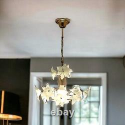 Vintage Murano Glass Floral Chandelier Antique White & Gold, 60cm Height