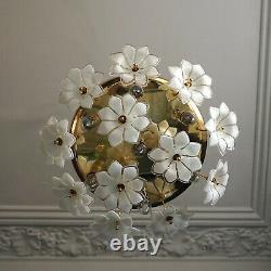 Vintage Murano Glass Flower and Gold Plated Flushmount Ceiling Light
