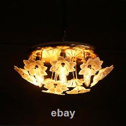 Vintage Murano Glass Flower and Gold Plated Flushmount Ceiling Light