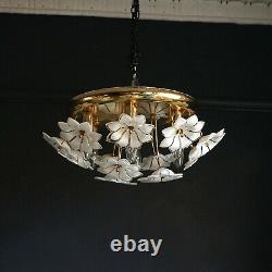 Vintage Murano Glass Flower and Gold Plated Flushmount Ceiling Light