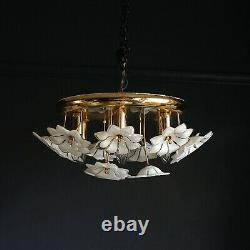 Vintage Murano Glass Flower and Gold Plated Flushmount Ceiling Light