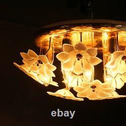 Vintage Murano Glass Flower and Gold Plated Flushmount Ceiling Light