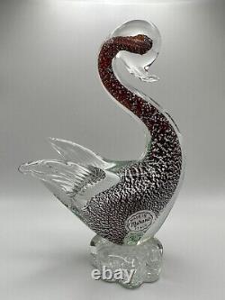 Vintage Murano Glass Foil Red Swan Figurine Statue 8