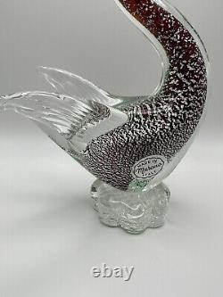 Vintage Murano Glass Foil Red Swan Figurine Statue 8