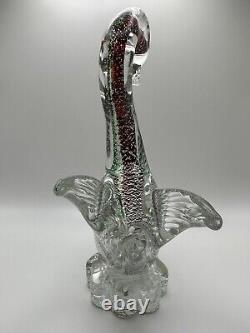 Vintage Murano Glass Foil Red Swan Figurine Statue 8