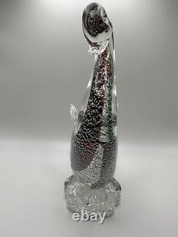 Vintage Murano Glass Foil Red Swan Figurine Statue 8