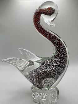 Vintage Murano Glass Foil Red Swan Figurine Statue 8