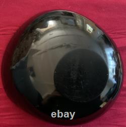 Vintage Murano Glass Folded Mid-century Bowl Black & Multicolor Confetti