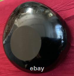 Vintage Murano Glass Folded Mid-century Bowl Black & Multicolor Confetti