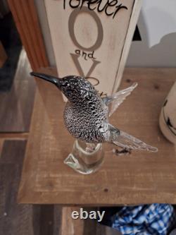 Vintage Murano Glass Formia Black Sickle-Billed Magnificent Bird Of Paradise