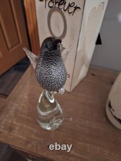 Vintage Murano Glass Formia Black Sickle-Billed Magnificent Bird Of Paradise