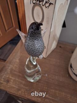 Vintage Murano Glass Formia Black Sickle-Billed Magnificent Bird Of Paradise