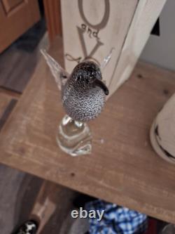 Vintage Murano Glass Formia Black Sickle-Billed Magnificent Bird Of Paradise