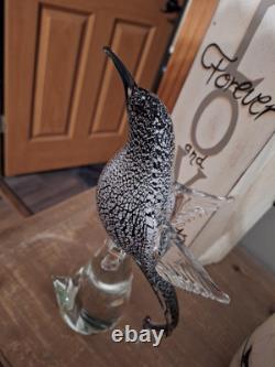 Vintage Murano Glass Formia Black Sickle-Billed Magnificent Bird Of Paradise