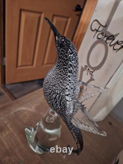 Vintage Murano Glass Formia Black Sickle-Billed Magnificent Bird Of Paradise