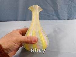 Vintage Murano Glass Fratelli Toso Pink Yellow Blue Herringbone Cruet with Stopper