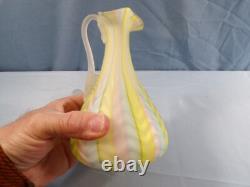 Vintage Murano Glass Fratelli Toso Pink Yellow Blue Herringbone Cruet with Stopper