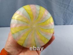 Vintage Murano Glass Fratelli Toso Pink Yellow Blue Herringbone Cruet with Stopper