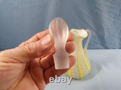 Vintage Murano Glass Fratelli Toso Pink Yellow Blue Herringbone Cruet with Stopper