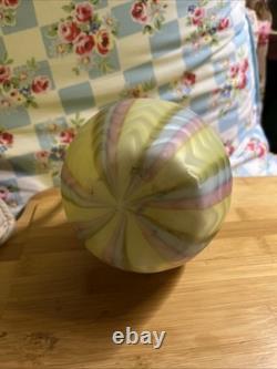 Vintage Murano Glass Fratelli Toso Pink Yellow Blue Herringbone Vase 9 Tall