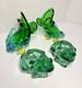Vintage Murano Glass Frogs Open Mouth & Indiana Glass Candle Holders 4Pcs Lot