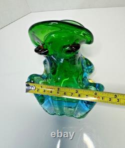 Vintage Murano Glass Frogs Open Mouth & Indiana Glass Candle Holders 4Pcs Lot