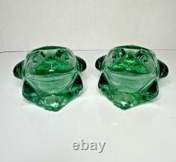Vintage Murano Glass Frogs Open Mouth & Indiana Glass Candle Holders 4Pcs Lot