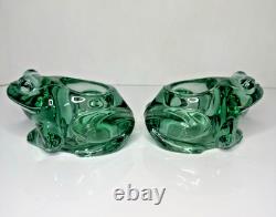 Vintage Murano Glass Frogs Open Mouth & Indiana Glass Candle Holders 4Pcs Lot
