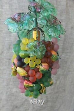 Vintage Murano Glass Fruit & Grape Hanging Light Chandelier