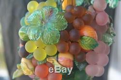 Vintage Murano Glass Fruit & Grape Hanging Light Chandelier