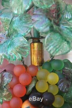 Vintage Murano Glass Fruit & Grape Hanging Light Chandelier