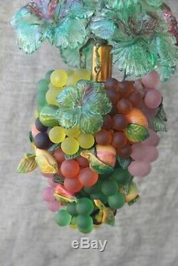 Vintage Murano Glass Fruit & Grape Hanging Light Chandelier