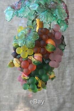 Vintage Murano Glass Fruit & Grape Hanging Light Chandelier