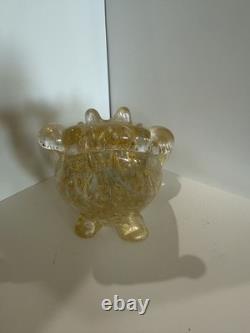 Vintage Murano Glass Golden Prince Frog With Crown