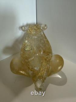 Vintage Murano Glass Golden Prince Frog With Crown