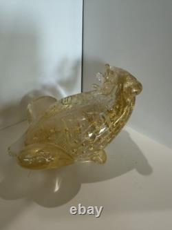 Vintage Murano Glass Golden Prince Frog With Crown