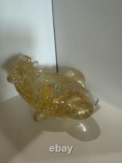 Vintage Murano Glass Golden Prince Frog With Crown