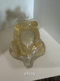 Vintage Murano Glass Golden Prince Frog With Crown