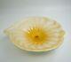 Vintage Murano Glass Golden Tone Bowl 10 Across In Leaf Shape